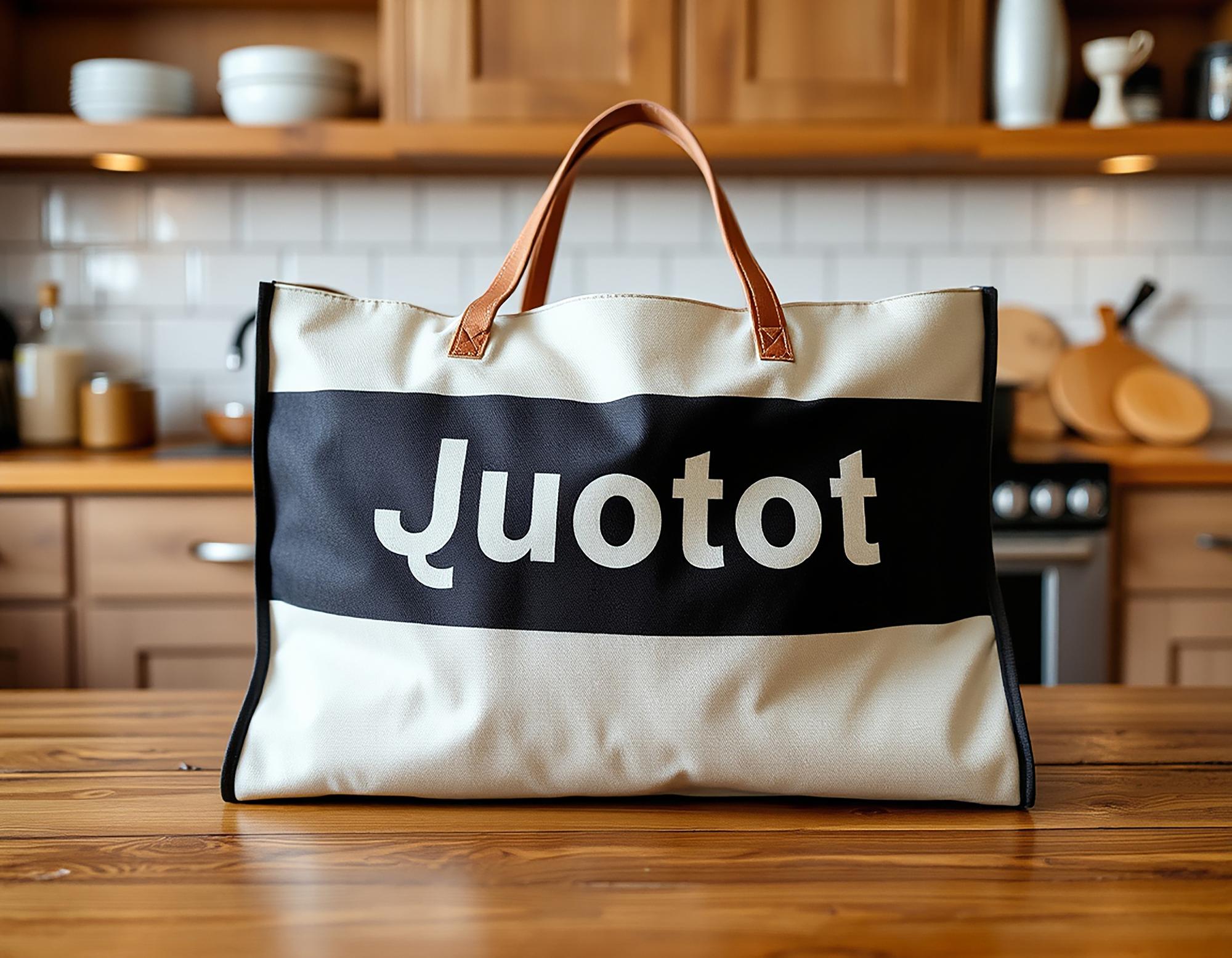embroidered patch on canvas tote